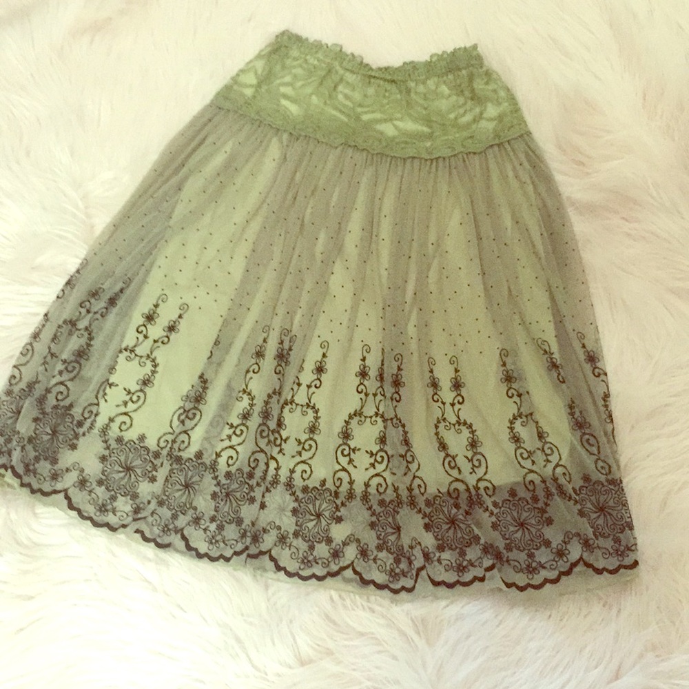 Green lace skirt